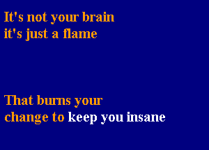 It's not your brain
it's just a flame

That bums your
change to keep you insane