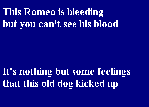 This Romeo is bleeding
but you can't see his blood

It's nothing but some feelings
that this old dog kicked up