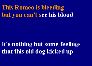 This Romeo is bleeding
but you can't see his blood

It's nothing but some feelings
that this old dog kicked up