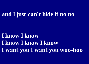 and I just can't hide it no no

I knowr I knowr
I knowr I knowr I knowr
I want you I want you woo-hoo