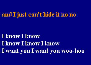 and I just can't hide it no no

I knowr I knowr
I knowr I knowr I knowr
I want you I want you woo-hoo