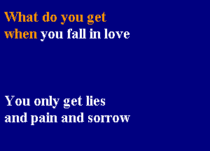 What do you get
When you fall in love

You only get lies
and pain and sorrow