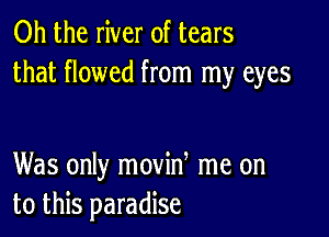 Oh the river of tears
that flowed from my eyes

Was only movint me on
to this paradise