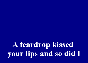 A teardrop kissed
your lips and so did I