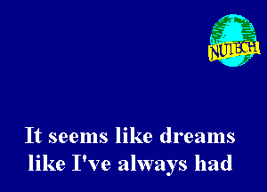 Nu

A
.1.
n?

. ,2

It seems like dreams
like I've always had