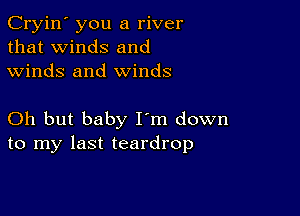 Cryin' you a river
that winds and
winds and winds

Oh but baby I'm down
to my last teardrop