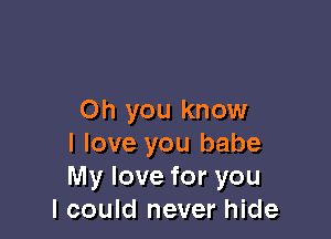 Oh you know

I love you babe
My love for you
I could never hide