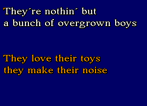 They're nothin' but
a bunch of overgrown boys

They love their toys
they make their noise