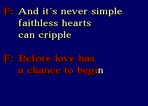 And it's never simple
faithless hearts
can cripple