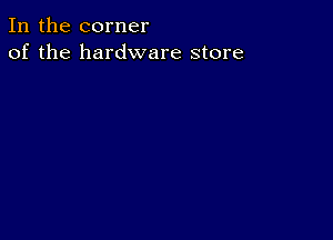 In the corner
of the hardware store