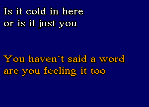 Is it cold in here
or is it just you

You haven't said a word
are you feeling it too