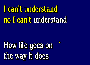 l cadt understand
no I can t understand

How life goes on
the way it does