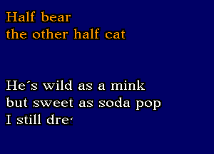 Half bear
the other half cat

He s wild as a mink

but sweet as soda pop
I still dre'