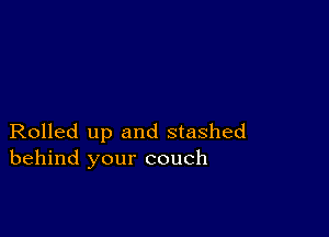 Rolled up and stashed
behind your couch