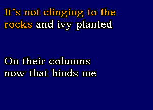 It's not clinging to the
rocks and ivy planted

On their columns
now that binds me