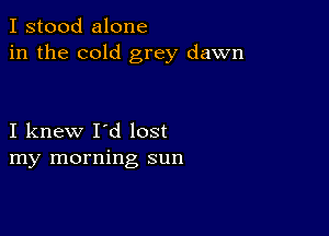 I stood alone
in the cold grey dawn

I knew I'd lost
my morning sun