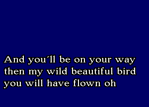 And you'll be on your way
then my wild beautiful bird
you Will have flown oh