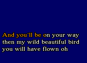 And you'll be on your way
then my wild beautiful bird
you Will have flown oh