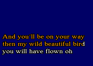 And you'll be on your way
then my wild beautiful bird
you Will have flown oh