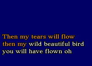 Then my tears will flow
then my wild beautiful bird
you will have flown oh