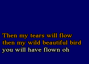 Then my tears will flow
then my wild beautiful bird
you will have flown oh