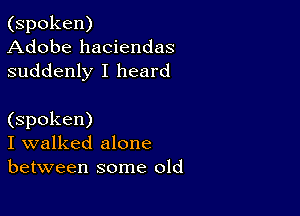 (spoken)
Adobe haciendas
suddenly I heard

(spoken)
I walked alone
between some old