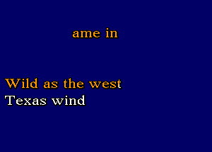 XVild as the west
Texas wind