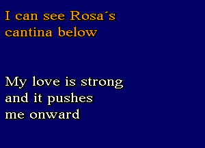 I can see Rosa's
cantina below

My love is strong
and it pushes
me onward