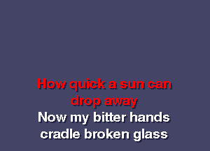 Now my bitter hands
cradle broken glass