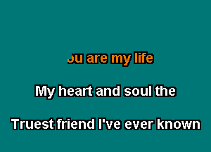 You are my life

My heart and soul the

Truest friend I've ever known