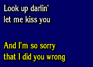 Look up darlin,
let me kiss you

And Pm so sorry
that I did you wrong