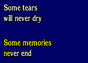 Some tears
will never dry

Some memories
never end