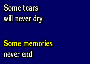 Some tears
will never dry

Some memories
never end