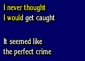 lneverthought
I would get caught

It seemed like
the perfect crime