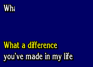 What a difference
youNe made in my life