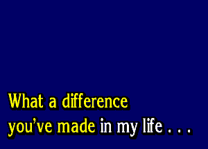 What a difference
youNe made in my life . . .