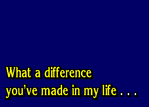 What a difference
youNe made in my life . . .