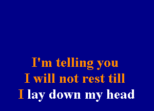 I'm telling you
I will not rest till
I lay down my head
