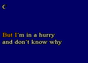 But I'm in a hurry
and don't know why