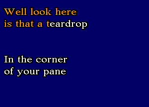 XVell look here
is that a teardrop

In the corner
of your pane