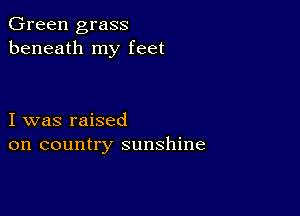 Green grass
beneath my feet

I was raised
on country sunshine