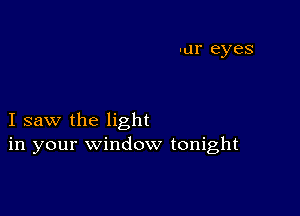 -ur eyes

I saw the light
in your window tonight