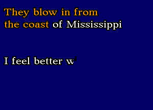 They blow in from
the coast of Mississippi

I feel better W