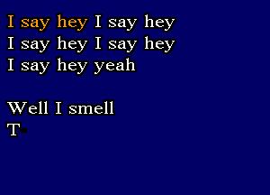 I say hey I say hey
I say hey I say hey
I say hey yeah

XVell I smell
T