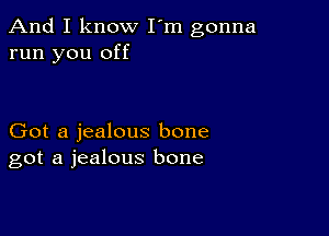 And I know I'm gonna
run you off

Got a jealous bone
got a jealous bone