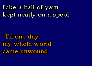 Like a ball of yarn
kept neatly on a spool

Til one day
my whole world
came unwound