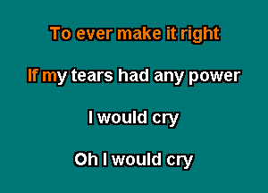 To ever make it right
If my tears had any power

I would cry

Oh I would cry