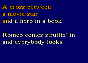 A cross between
a movie star
and a hero in a book

Romeo comes struttin' in
and everybody looks