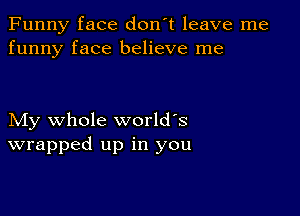 Funny face don't leave me
funny face believe me

My whole world's
wrapped up in you