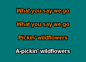What you say we go

What you say we go

Pickin' wildflowers

A-pickin' wildflowers